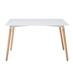 Mesa Rectangular Para Comedor Blanca Con Patas De Madera 120Cm (Ancho)* 80Cm (Profundo)
