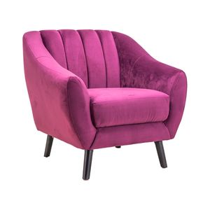 Sillón Individual Tapizado En Terciopelo Color Uva. Estructura De Madera Sólida
