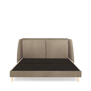 Cama King Size  Color Caqui. Cabecera Con Base Rellena De Hule Espuma. Estructura De Madera Maciza