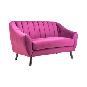 Sofá De 2 Plazas Tapizado En Terciopelo Color Uva. Estructura De Madera Sólida