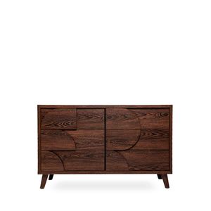 Cajonera De 6 Cajones Con Relieve Decorativo De Madera Y Estructura De Madera Industrial