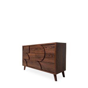 Cajonera De 6 Cajones Con Relieve Decorativo De Madera Y Estructura De Madera Industrial
