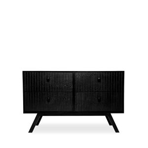 Cajonera Negra De 4 Cajones Con Patas De Metal Y Estructura De Madera Industrial