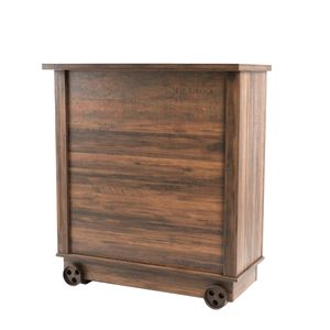 Mueble Para Bar Color Nogal Con Estructura De Madera Industrial