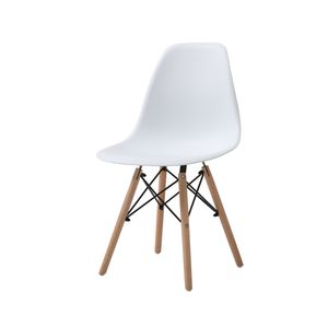 Silla De Comedor Blanca Con Patas De Madera De Haya Y Soporte De Metal