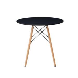 Mesa Redonda Color Negro Con Patas Y Tablero De Madera Mdf 80Cm (Diámetro)