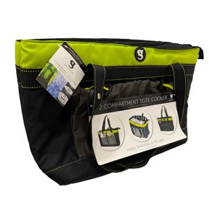 Bolsa Tote Nevera con 2 Cierres/Espacios Negro/Verde Neón