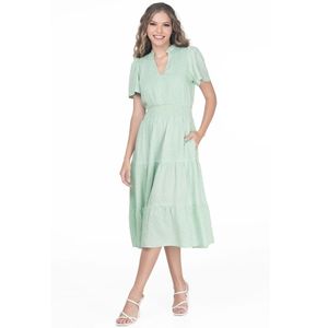 Vestido Casual Midi Manga Corta