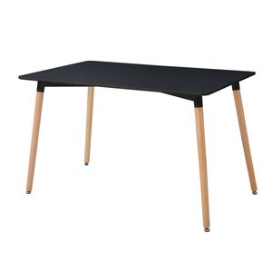 Mesa Rectangular Para Comedor Negra Con Patas De Madera 120Cm (Ancho)* 80Cm (Profundo)