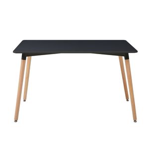 Mesa Rectangular Para Comedor Negra Con Patas De Madera 120Cm (Ancho)* 80Cm (Profundo)