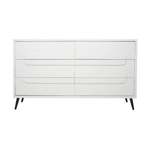 Cajonera Blanca De 6 Cajones Con Patas De Metal Negras Y Estructura De Madera Industrial
