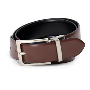 Cinturón de Piel Hickok Combinado Café con Negro para Hombre