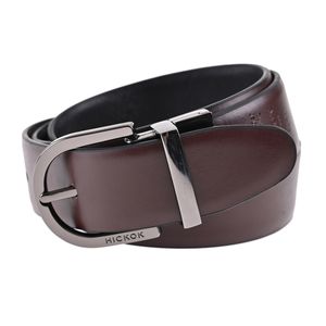 Cinturón de Piel Hickok Combinado Café con Negro para Hombre