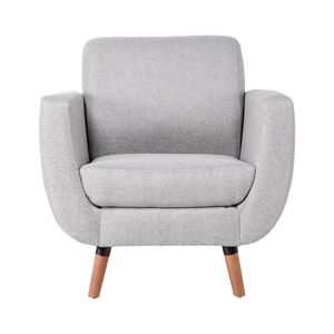 Sillón Individual Con Tapizado Color Azul Tulum. Estructura De Madera Sólida