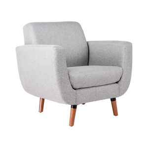 Sillón Individual Con Tapizado Color Azul Tulum. Estructura De Madera Sólida