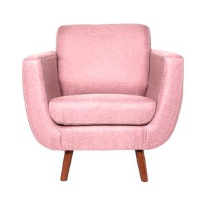 Sillón Individual Con Tapizado Color Durazno. Estructura De Madera Sólida