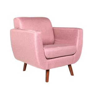 Sillón Individual Con Tapizado Color Durazno. Estructura De Madera Sólida