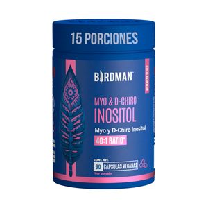Suplemento Alimenticio Myo & D-Chiro Inositol a Base de Myo-Inositol, D-Chiro e Inulina de Agave Birdman 90 Cápsulas