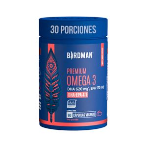 Suplemento Alimenticio Premium Omega 3 a Base de Omega 3 Derivado de Algas Birdman 60 Cápsulas