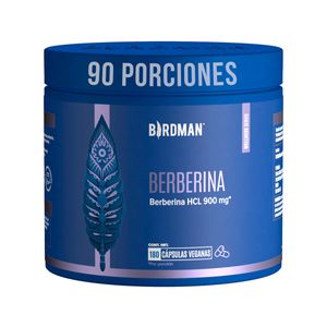 Suplemento Alimenticio Berberina a Base de Berberina HCL (Extracto de Raíz de Berberis Aristata) e Inulina de Agave Birdman 180 Cápsulas