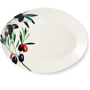 Platon Ovalado Ceramica 16" X 12" Olivos