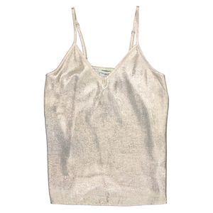 Blusa Casual Sin Mangas Metálico Oro