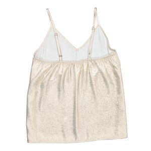 Blusa Casual Sin Mangas Metálico Oro