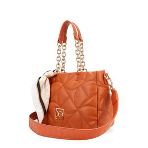 Bolsa Satchel Cloe Acolchada con Mascada Naranja