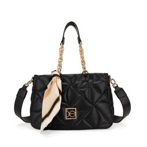 Bolsa Satchel Cloe Acolchada con Mascada Negro