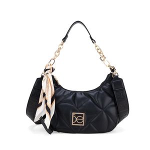 Bolsa Hobo Cloe Mediana Acolchada con Mascada Negro