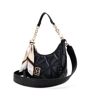 Bolsa Hobo Cloe Mediana Acolchada con Mascada Negro