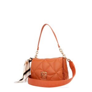 Bolsa Crossbody Cloe Mediana Acolchada con Mascada Naranja