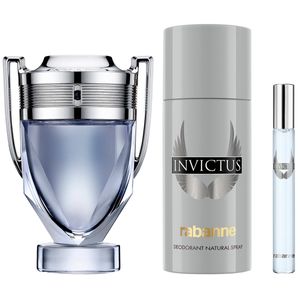 Set  Rabanne Invictus Perfume + Desodorante + Travel Spray
