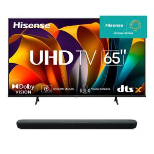 Combo Televisión Hisense 65" Smart 4K 65A6NV Vidaa con Barra de Sonido Yamaha ATS-1090
