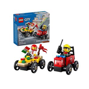 Set de 2 Autos de Carreras: Pizza Vs Camión de Bomberos Lego