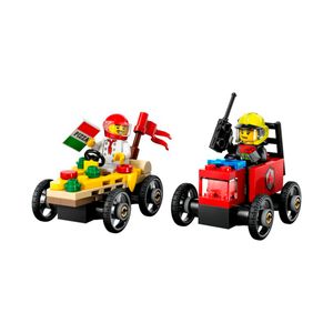 Set de 2 Autos de Carreras: Pizza Vs Camión de Bomberos Lego