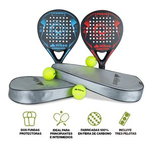 Kit De Raquetas Para Pádel Fabricadas Con Espuma Eva Flexible Y 100% Fibra De Carbono