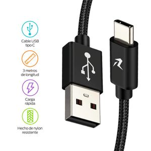 Cable Usb C De Nylon Ultra Resistente Extra Largo