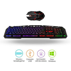 Mouse y Teclado Gamer Alámbrico Usb Con Luz Led Para Pc Gaming