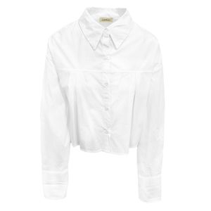 Blusa Crop Manga Larga Pliegues Delanteros Blanco