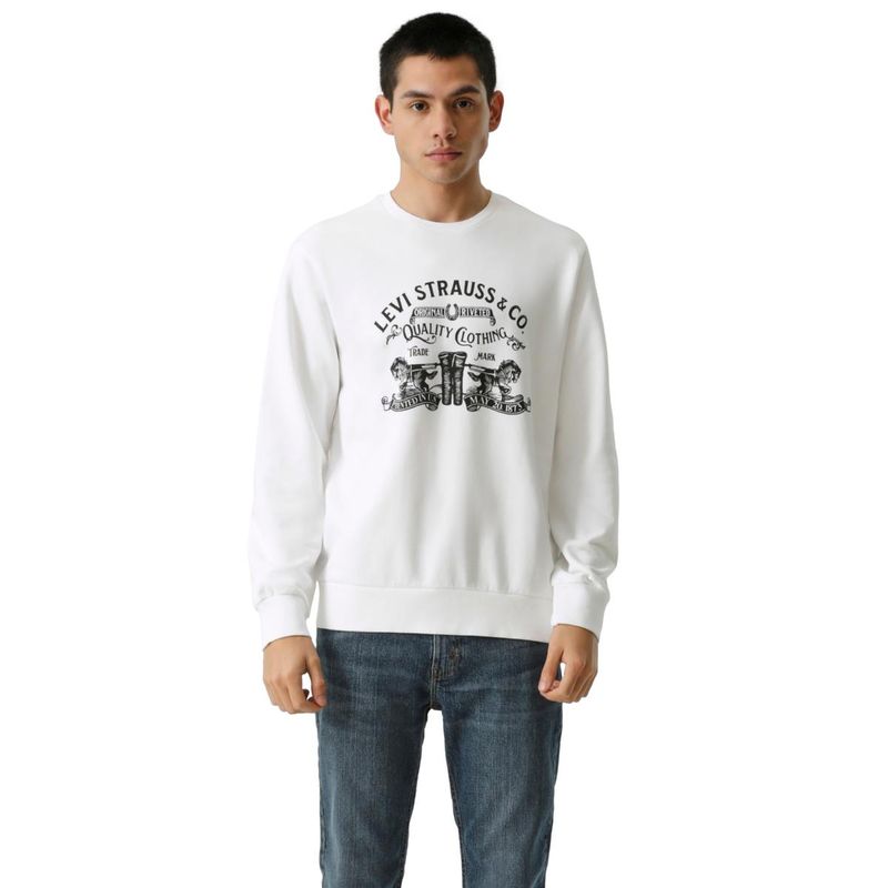 Sudadera Cerrada Sin Capucha Blanca Levi's Para Caballero Gran