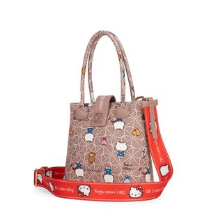 Bolsa Satchel Cloe Hello Kitty Mediana Beige