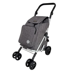 Carrito de Compras con 4 Ruedas Dobles Frontales y Bolsa-Hielera Térmica