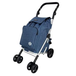 Carrito de Compras con 4 Ruedas Dobles Frontales y Bolsa-Hielera Térmica