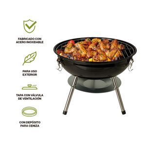 Asador De Carbón Portátil 36 Cm De Diámetro Con Tapa