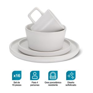 Vajilla De Gres Moderna Para 4 personas con 16 Piezas