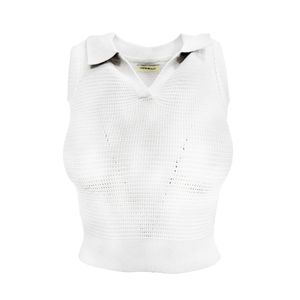 Blusa Cuello Polo Tejido De Punto Blanco