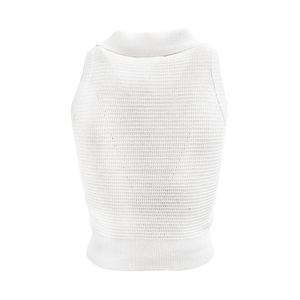 Blusa Cuello Polo Tejido De Punto Blanco