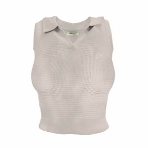 Blusa Cuello Polo Tejido De Punto Beige