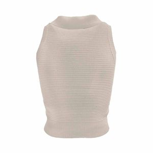 Blusa Cuello Polo Tejido De Punto Beige